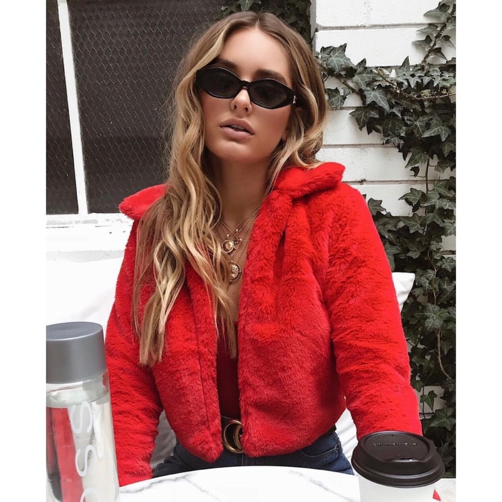 Reverse | Women’s Frankie Faux Fur Jacket Coat - Red - Medium